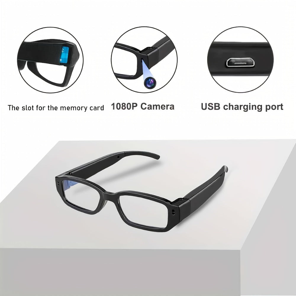 1080P HD Camera Glasses with Motion Detection – Video Recorder Camcorder Eyeglasses for Sports, Driving, Fishing & Outdoor Activities | Eye Protection Frame, USB Charging, Lightweight Durable Design