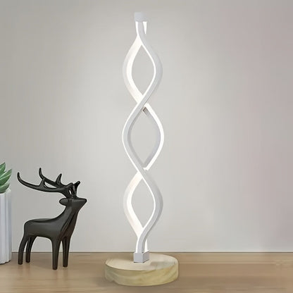 Table Lamp with Spiral LED Wave, Three Color Temperatures, USB Power and One, Two or Wood-Base Options