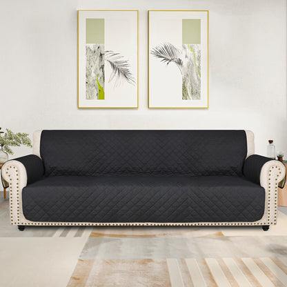 Sofa Cover Five-Layer Quilted Microfiber Protector with Elastic Strap and Foam Anchors for 3 or 4 Seats