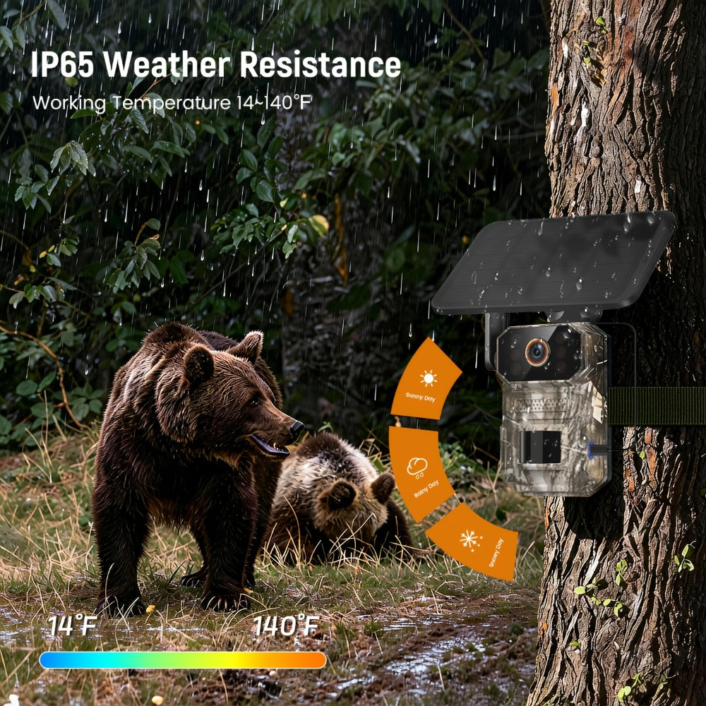 Solar Cellular Trail Camera 1920P No WiFi – 4G LTE Wildlife & Property Monitoring, PIR Motion Sensor, Infrared Night Vision, Two-Way Voice, IP65 Waterproof, Remote Access & 2-Year Replacement Warranty