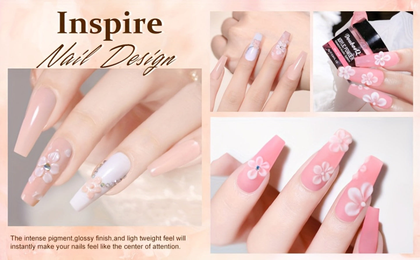 Acrylic Nail Kit with 36W UV LED Lamp, Electric Drill, Three Powders, Glitter Colors, Tips and Manicure Tools