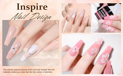 Acrylic Nail Kit with 36W UV LED Lamp, Electric Drill, Three Powders, Glitter Colors, Tips and Manicure Tools