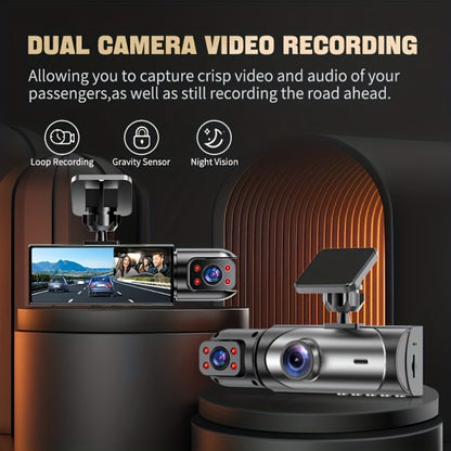 Dual Lens Dash Cam Front and Inside 1080P - Infrared Night Vision, Loop Recording, 3.16" IPS Screen, Wide Angle, Car Dashboard Camera with Rear Cabin View