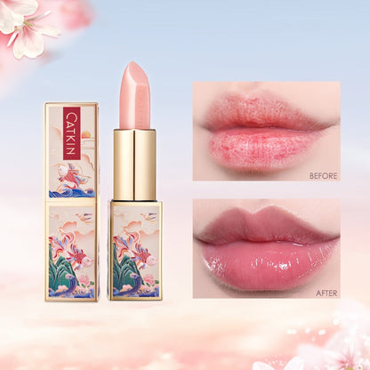 Lip Balm CATKIN Tinted Stick with Five Named Shade Options, Glossy Finish and Floral Packaging