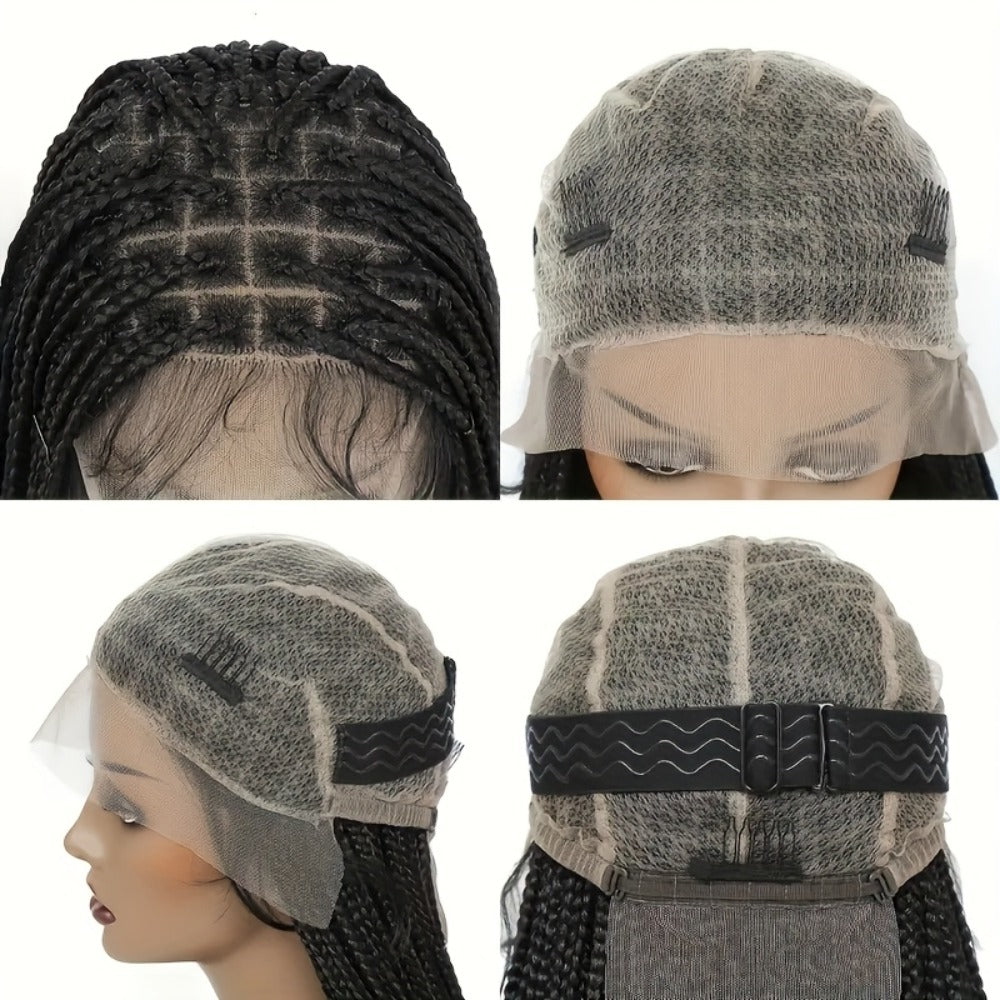 Long Box-Braid Wig with Full Lace Cap in 26- or 38-Inch Lengths and Four Lettered Color Options