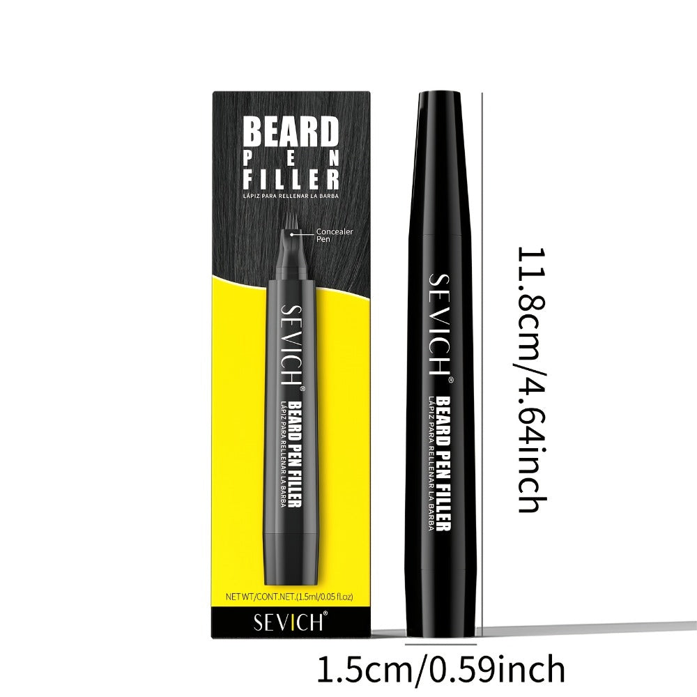 Beard Filler Pencil with Brush — Waterproof Long-Lasting Beard Pencil for Fuller Thicker Beard | Fills Sparse Patchy Beard & Mustache | Men's Grooming Tool | Black & Dark Brown | 1pc or 2pcs