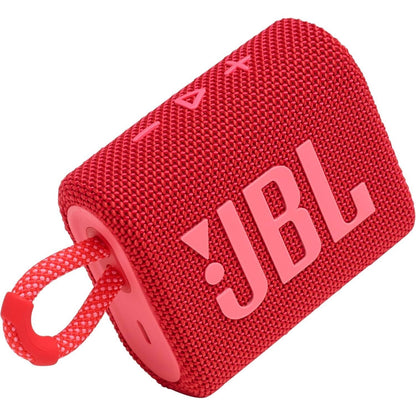 JBL Go 3 IP67 Waterproof Portable Bluetooth Speaker, Big Audio & Punchy Bass, 5-Hour Playtime, USB-C Fast Charge, Rugged Fabric Design with Carry Loop for Outdoor Travel Beach Shower