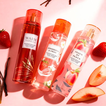 Body & Hair Fragrance Mist for Women 2pcs Set L1ong Lasting Fruity Perfume Spray 8 fl oz Pineapple Coconut Peach Strawberry Watermelon Scents Daily Dating Party Gift
