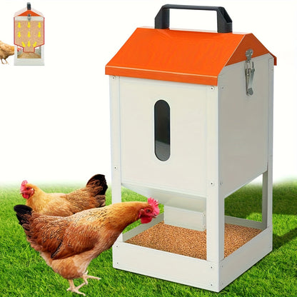 Chicken Feeder Stainless Steel 20 lbs Visible Window Portable Handle with 1 Exact Source Checkout Option
