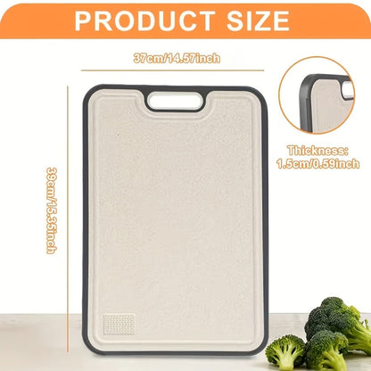 Large Cutting Board for Kitchen – Double Sided Food Grade Stainless Steel & Wheat Straw PP, Non-Slip, Easy to Clean, 16 x 11 Inch Heavy Duty Chopping Board