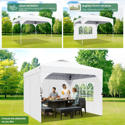 Center-Lock 10x10ft Pop-Up Canopy Tent with Three Height Settings and Optional Three-Sidewall Packages