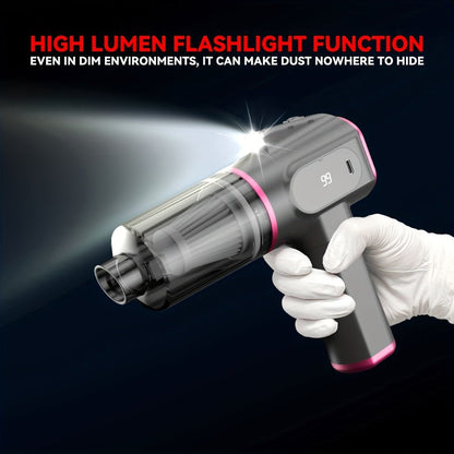 Cordless Handheld Vacuum Cleaner with Suction and Blowing Modes, USB-C Cable and Four Nozzle Attachments