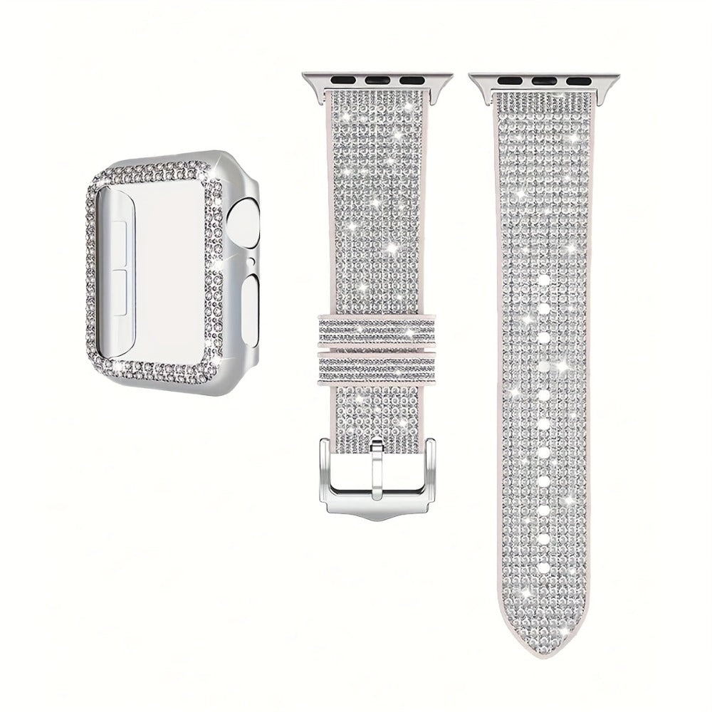 Rhinestone Mesh Watch Band and Matching Case Set for Apple Watch in 19 Color-and-Size Options