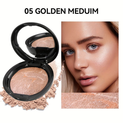 Marbled Pressed Powder Foundation Compact with Mirror in Six Shade Labels from Rose to Sand