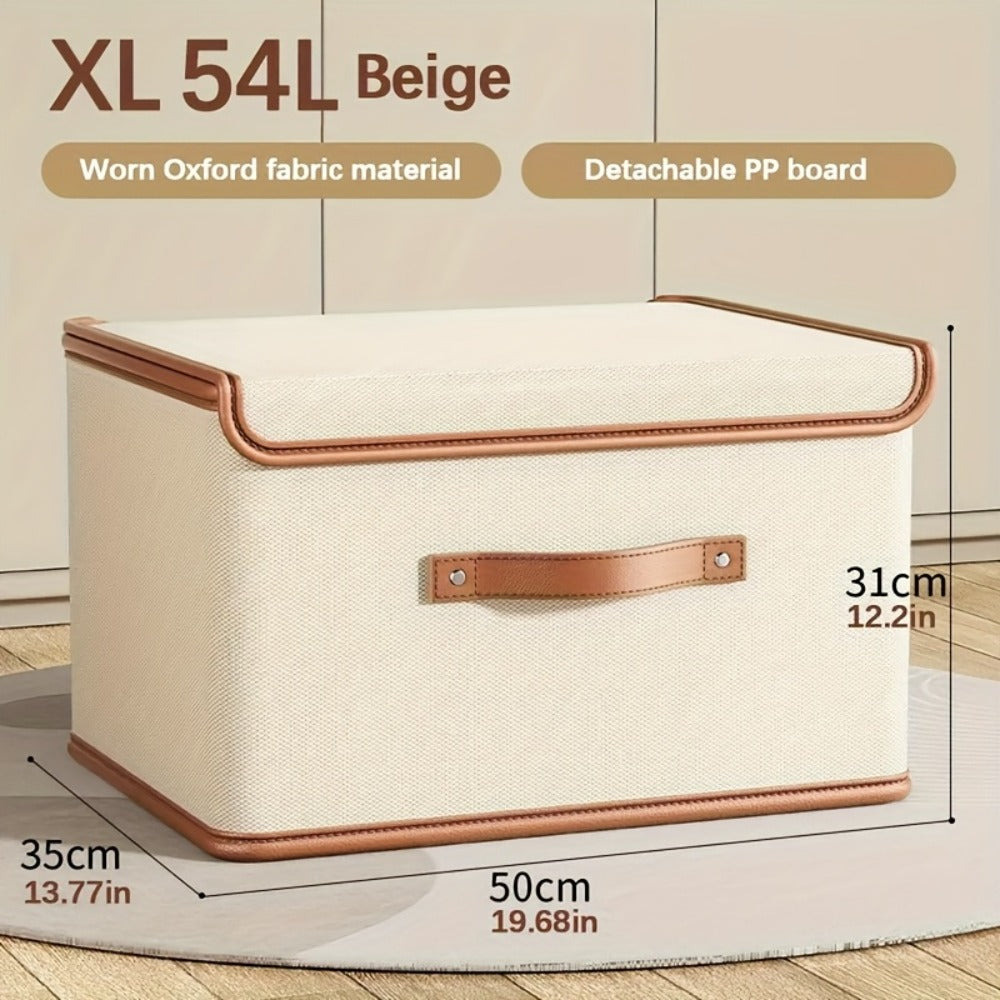Two-Pack Foldable Storage Bins with Flip-Top Lids, Front Handles and Four Exact Capacity Options