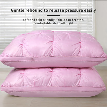 Bed Pillow Set of 2 with Quilted Woven Covers, Zippered Loft Access and Five Color Options