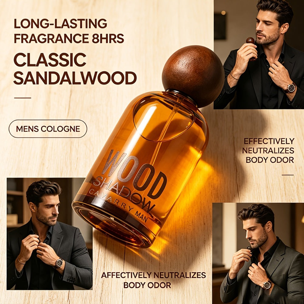 Perfume for Men Wooden-Bottle Spray with a Documented Woody Sandalwood Profile and Two Options
