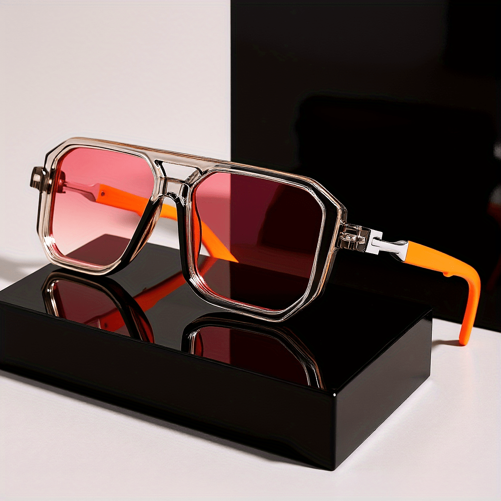 Sunglasses for Men - Retro Square UV400 Oversized Frame - Tortoiseshell Arms Unisex Fashion - product detail view 22