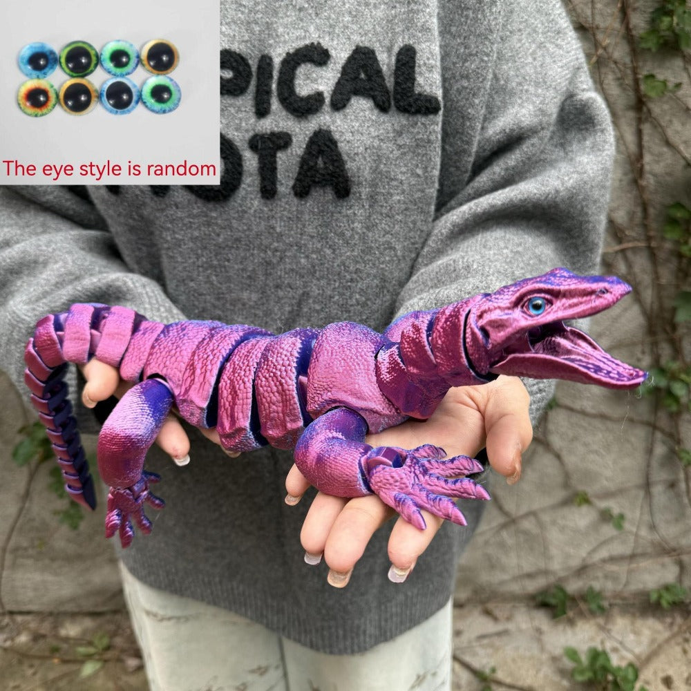 Giant 3D-Printed Lizard Figurine, 21.46-Inch Three-Part Reptile Model with Open Mouth in Seven Color Styles