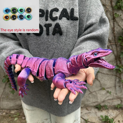 Giant 3D-Printed Lizard Figurine, 21.46-Inch Three-Part Reptile Model with Open Mouth in Seven Color Styles