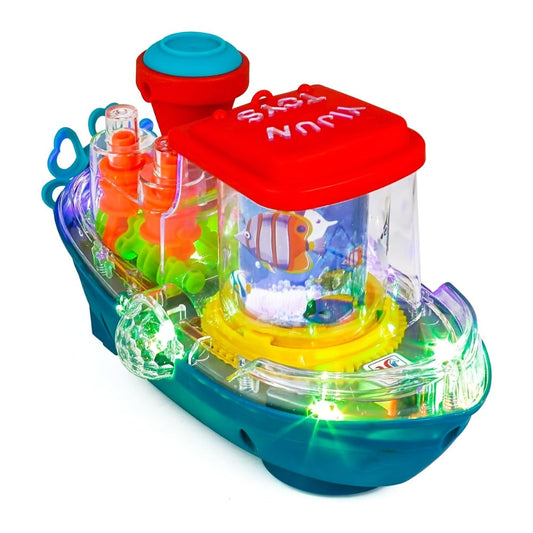 Interactive Sensory Boat Toy for Toddlers 2+ – Underwater Ocean Theme with Fish & Coral, Rotating Scroll Screen & Music, Educational Sensory Stimulation Play Toy for Boys & Girls, Birthday Gift