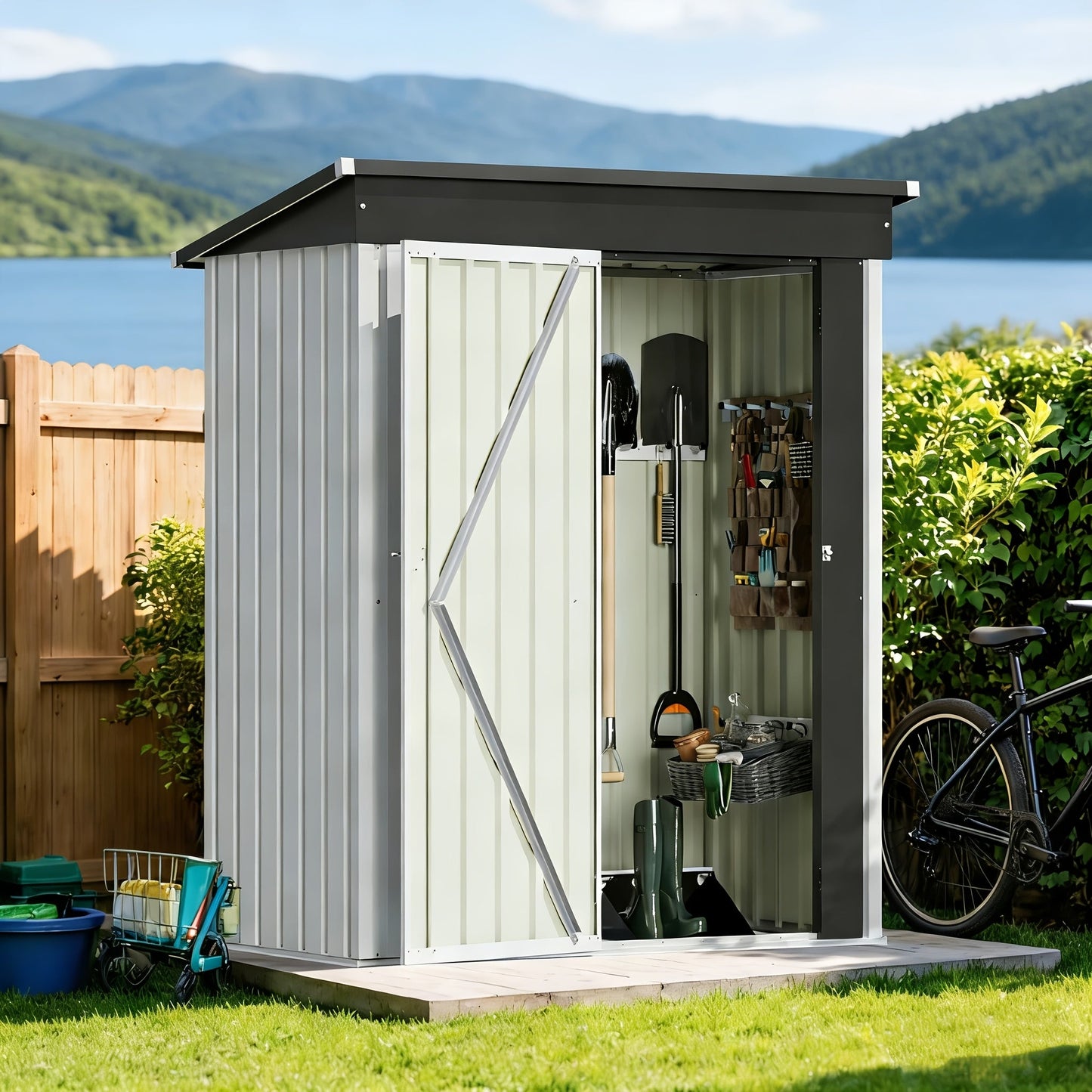 Garden Storage Shed | Metal Lockable Tool Backyard Waterproof Compact