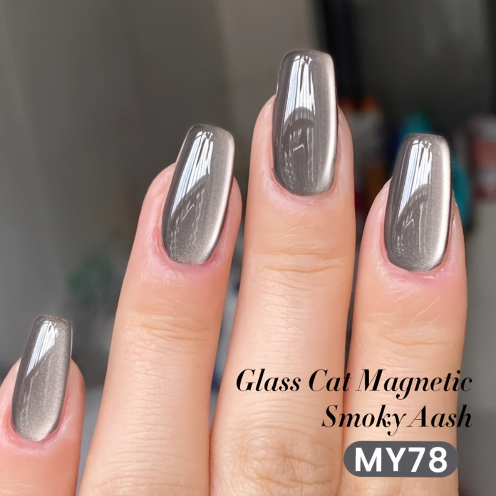 10ml BORN PRETTY MY78 Cat Eye Gel Polish in Smoky Ash Gray with Magnetic Tool and UV/LED Curing Label