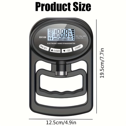 Fitness Equipment Digital Hand Grip Dynamometer with 264 lb Range, LCD Screen and Adjustable Handle
