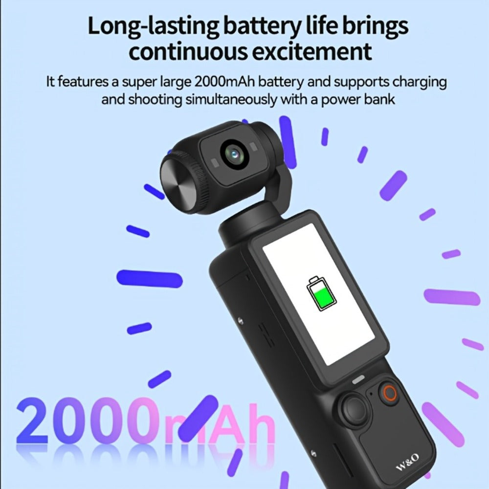 4K UHD Vlogging Action Camera 180° Rotating Lens Anti-Shake 1.9" Screen 2000mAh Battery – Lightweight Travel Cam with Image Stabilization for Vlogging, Hiking & Outdoor Sports | Gift for Teens & Adults