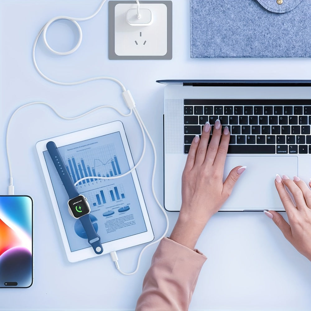 6-Foot Charging Cable with USB-C Input, Lightning, USB-C and Magnetic Watch Pad in One- or Two-Pack Options