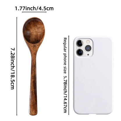 Wooden Spoons for Eating 8pcs – 7.28 Inch Small Wood Teaspoons for Stirring Coffee, Tea, Honey, Cooking & Serving Soup Dessert, Wooden Spoon Set