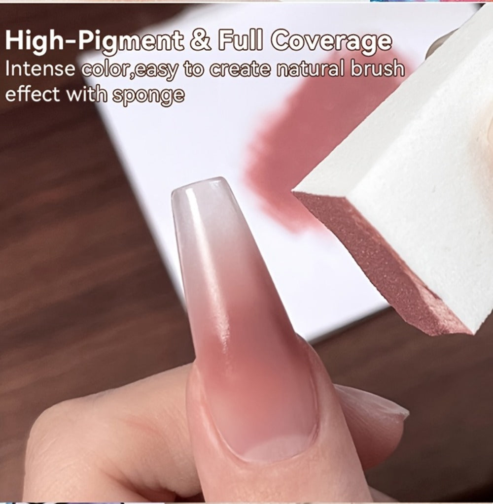 4-in-1 Pat Ombre Gel Nail Polish 9 Colors Gradient Stamping Painting Rub Powder – Solid Varnish for DIY French Manicure & Salon Nail Art, Chrome Glitter Effect for Women by UR SUGAR