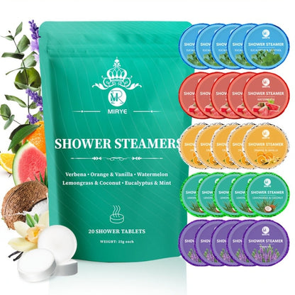 Shower Steamers Aromatherapy 20 Pack - Lavender & Fruit Essential Oil Shower Bombs for Relaxation, Stress Relief & Self Care, Unisex Spa Gift Set for Women Men, Birthday Christmas Mother's Day Gift