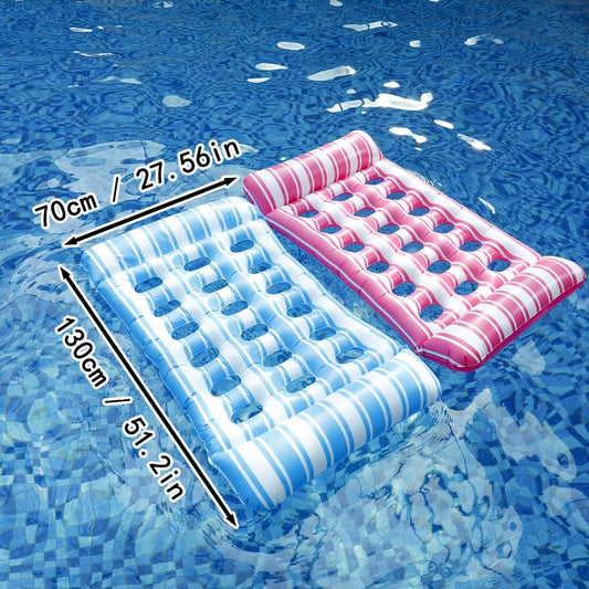 Pool Float Striped Tanning Mat with Built-In Headrest, 51.18 x 27.56 Inches and Three Color Selections