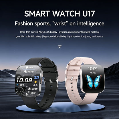 Curved Screen Smartwatch 1.85 Inch Full Touch Calling Messaging Music Camera Control Fitness Tracker Heart Rate Sleep Multiple Sport Modes Android iPhone Compatible Women Men Outdoor Lighting Version Black Pink