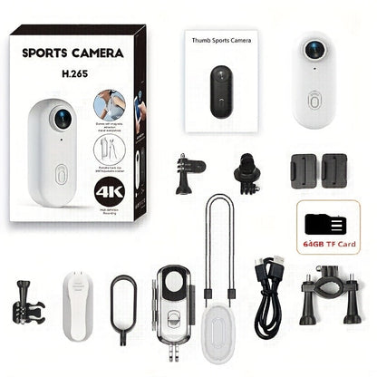 H265-Labeled Thumb Action Camera with 1080P or 4K Options, Magnetic Mount and Three Accessory Bundles