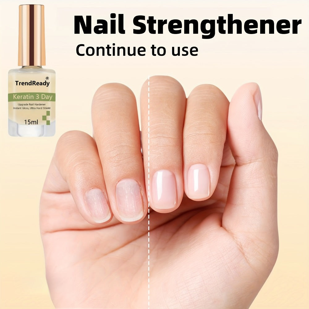 Clear Nail Care Coating Two-Bottle Set in 15 ml Square Bottles with Gold Caps and Beige Labels