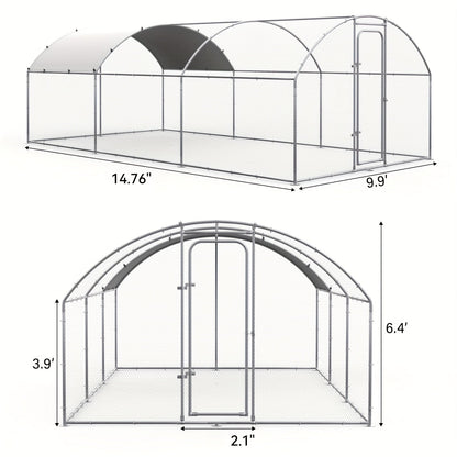Walk-in Chicken Pen Large Metal Outdoor Poultry Enclosure Waterproof UV-Resistant Cover Heavy-Duty Yard Cage for Chickens Ducks Rabbits 3 Sizes Available