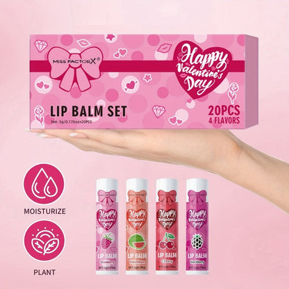 Glossy Tinted Lip Balm Set 20 PCS Gift Box – Moisturizing Long-Lasting Hydration Replenishing Lip Care for Dry Sensitive Lips Women Birthday Valentine's Day Mother's Day Holiday Gift