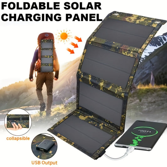 Portable Folding Solar Panel Charger with USB Port, 20% Monocrystalline Silicon Efficiency, Foldable Waterproof Design for Camping Hiking Backpacking, Charges Phones Tablets Power Banks