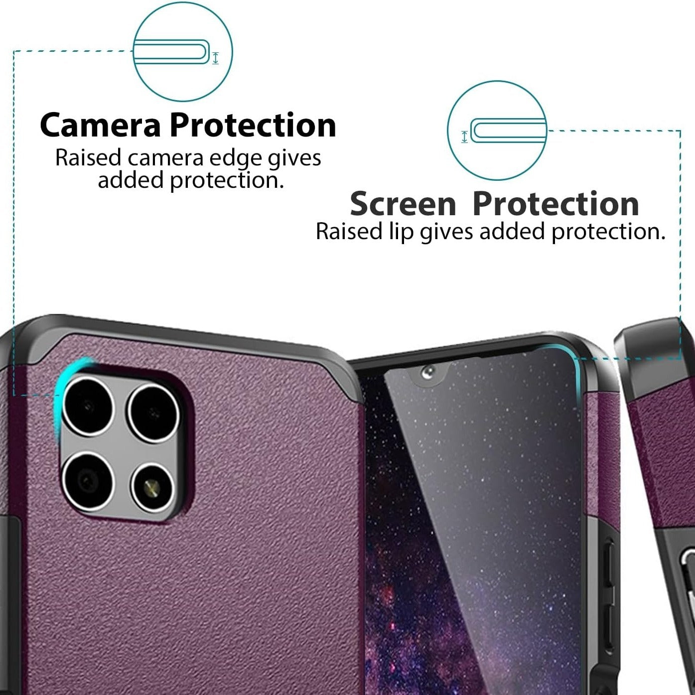 Revvl 7 5G Case Heavy Duty Dual Layer Shockproof with Magnetic Support – Hybrid Hard PC TPU Drop Protection Cover for T-Mobile Revvl 7 5G with Raised Bezels & Precise Cutouts