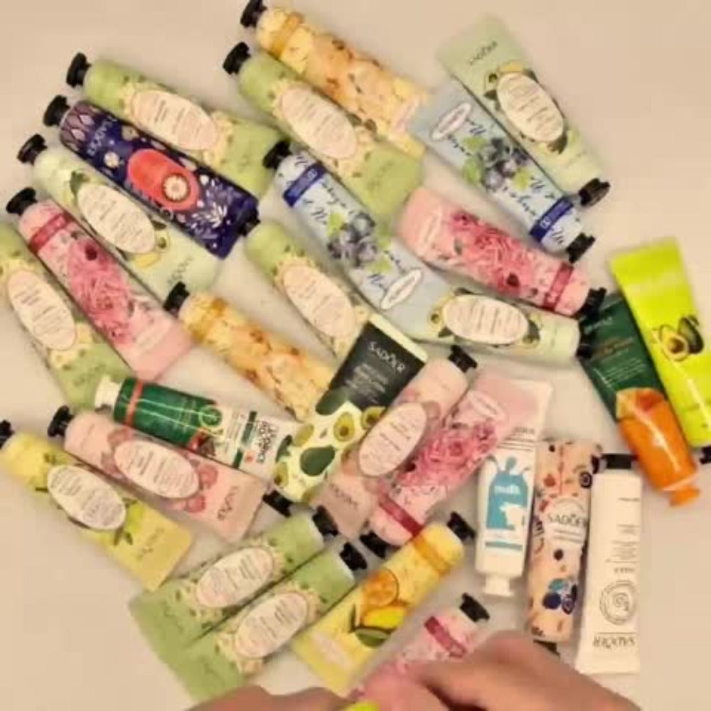 Sixty-Piece Travel Hand Cream Assortment with Random Fruit, Floral and Color-Printed Mini Tubes