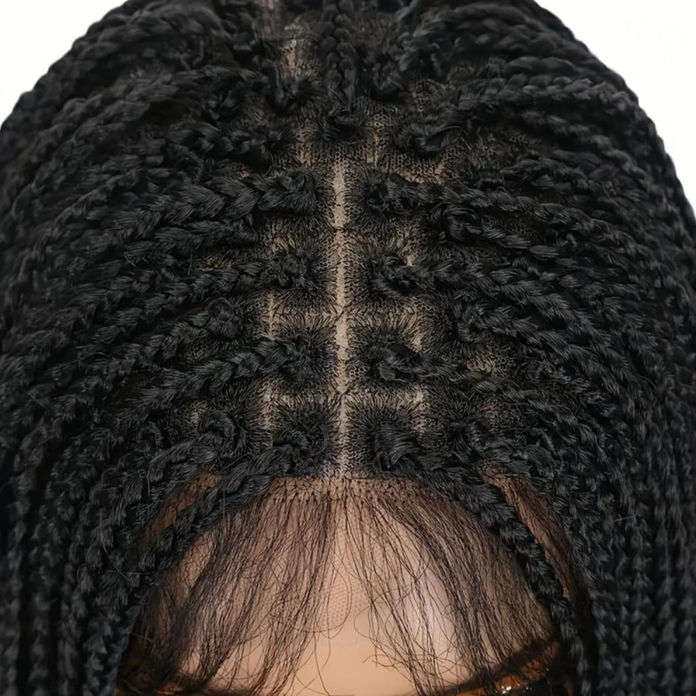 Box Braids Wig 360 Full Lace Knotless 30 Inch Natural Hairline High Temperature Fiber | 4 Colors Women Wedding Party Daily Protective Style
