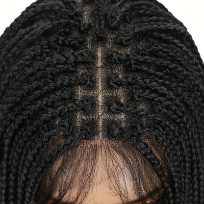 Box Braids Wig 360 Full Lace Knotless 30 Inch Natural Hairline High Temperature Fiber | 4 Colors Women Wedding Party Daily Protective Style