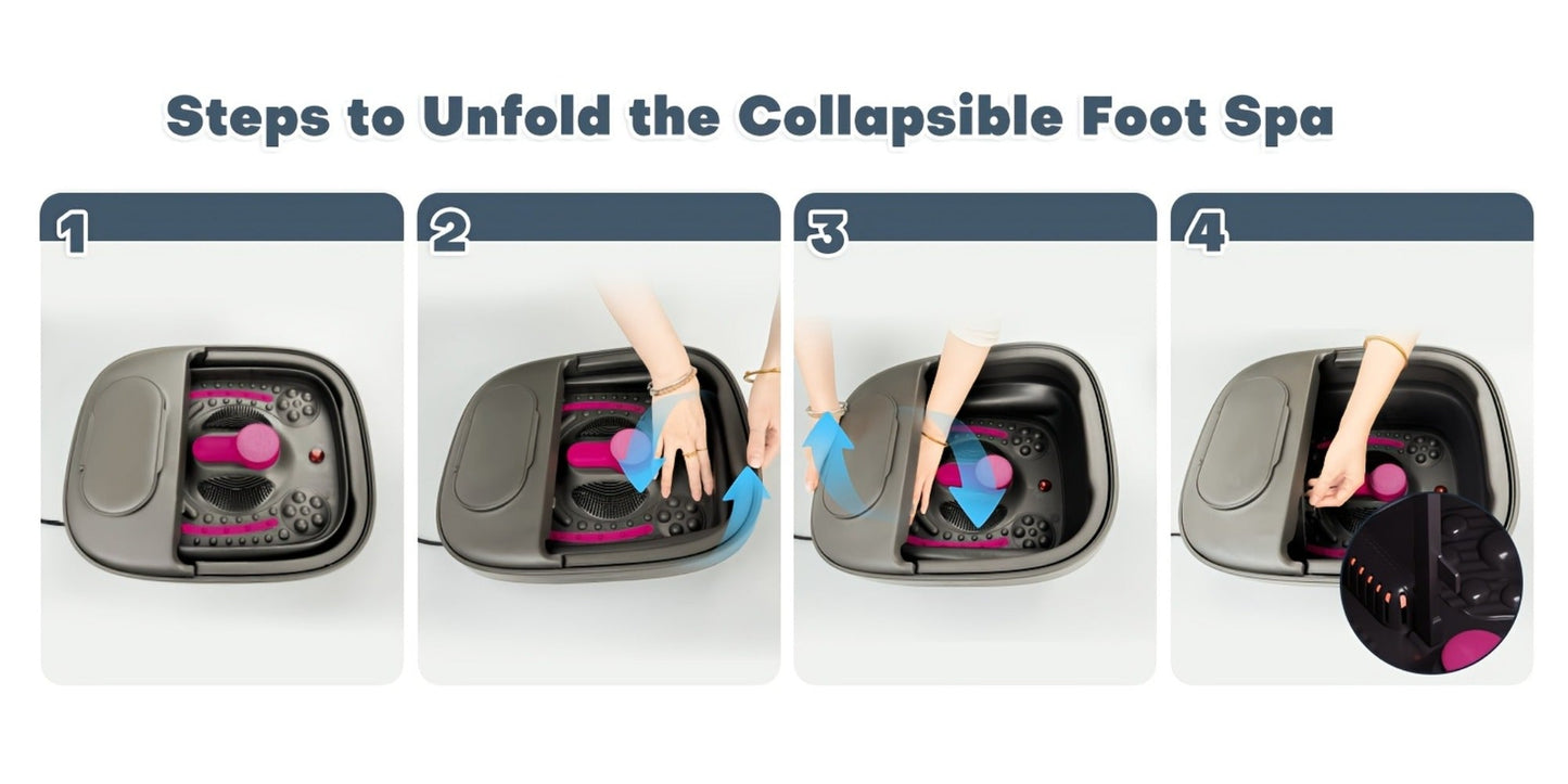 Collapsible Foot Spa Bath with Heat, Bubbles, Remote Temperature Control and Three Attachments