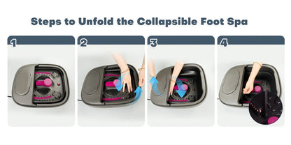 Collapsible Foot Spa Bath with Heat, Bubbles, Remote Temperature Control and Three Attachments