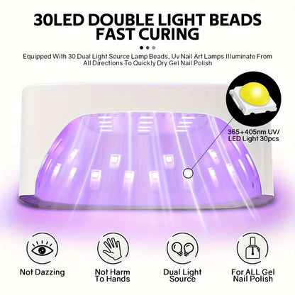 Rechargeable LED Nail Lamp in White with HD Display and SUN S10 MAX Source-Labeled Checkout Model