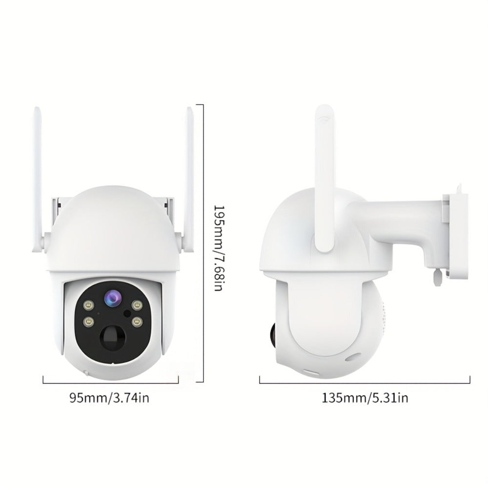 Two-Camera Solar Outdoor Security Set with Two Panels, Full-Color Night View Label and Two-Way Audio