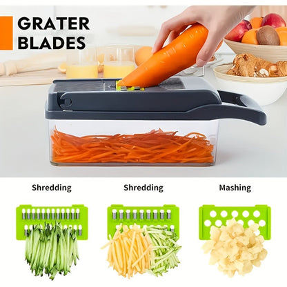 18-in-1 Vegetable Chopper and Mandoline Slicer with Clear Container in Upgraded or Gray 18-Piece Checkout Sets