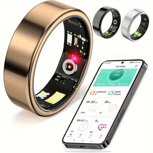 Smart Ring Fitness & Health Tracker for Men & Women – Heart Rate, Sleep, Steps, Calories, Body Temp & HRV Monitoring, IP68 Waterproof, iOS & Android Compatible